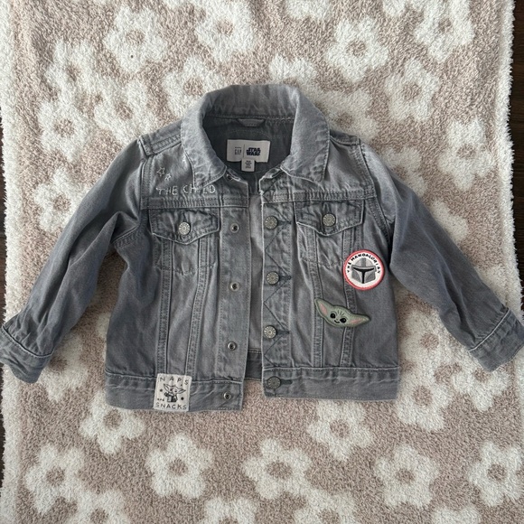 GAP Other - Star Wars Baby Gap Jean Jacket Size 18-24 Months Gray Denim Yoda Mandalorian